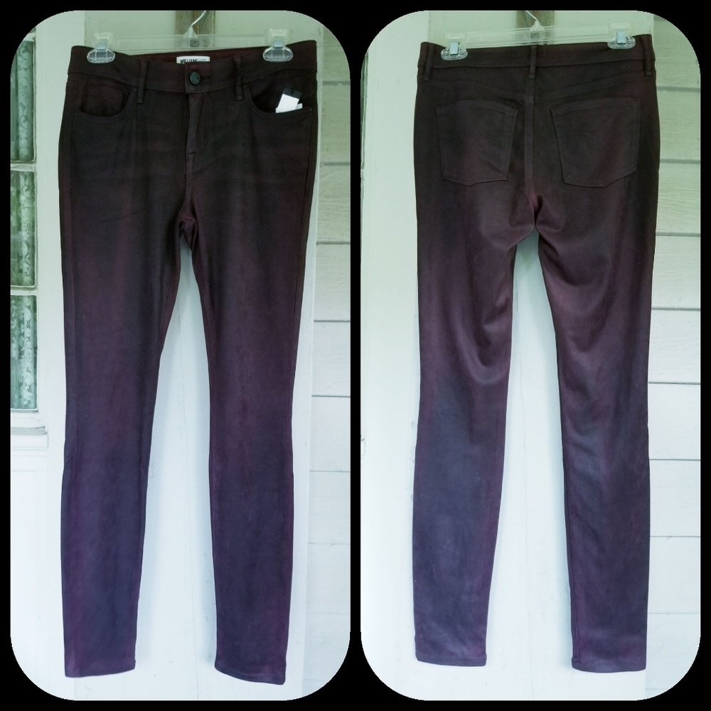 William Rast Vegan Faux Suede Oxblood Skinny coated Jeans Pants Leggings Nwt